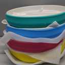Elk and Friends Kids 6.7 Porcelain Divided Plates with Silicone Suction Sleeves | Suitable for Babies/Kids/Toddlers | Microwave & Dishwasher Safe | Non Slip | Snack Dishes | 4 Pack (Blush/Lilac/Sage/MistyBlue)