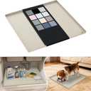 URMONA Waterproof Silicone Under Sink Mat 19'' x 19'' Shelf Liner for Kitchen and Bathroom, Cabinet and Counter Protector, Storage and Organizers, Litter Mat, Pet Cat Puppy Essentials(Cream)
