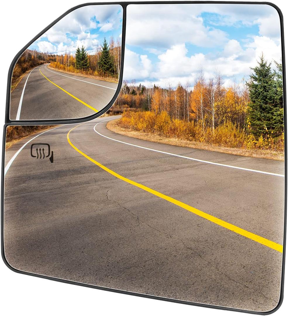 Driver Side Heated Mirror Glass Fits for Ford F-150 2015 2016 2017 2018 2019 2020 Left Convex with Blind Spot Mirror Replacement for FL3Z17K707L
