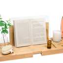 Waterproof Shield Keeps Your Book Open Extendable Bamboo Bathtub Tray with Glass Holder Protects from Drips and Splashes - Luxury Bath Tub Caddy Tray for Relaxing in The Bathtub