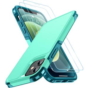 SPIDERCASE Designed for iPhone 12 Case/iPhone 12 Pro Case, [10 FT Military Grade Drop Protection] [with 2 pcs Tempered Glass Screen Protector] Protective Cover for iPhone 12/12 Pro (Green)