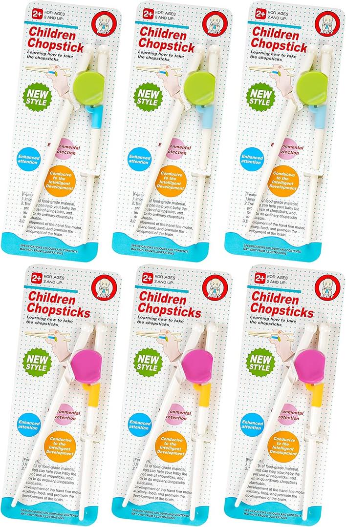 MoHern Kids Chopsticks Training for Toddlers - 6 Pairs, Beginner Support (Pink&Green)