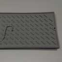 Silicone Dish Drying Mat for Kitchen Counter, Collapsible Trifold Large Dish Drainer Mat, Drying Mat with Hook, 24x16In Non-Slip Silicone Sink Mat, Easy to Clean (Gray)