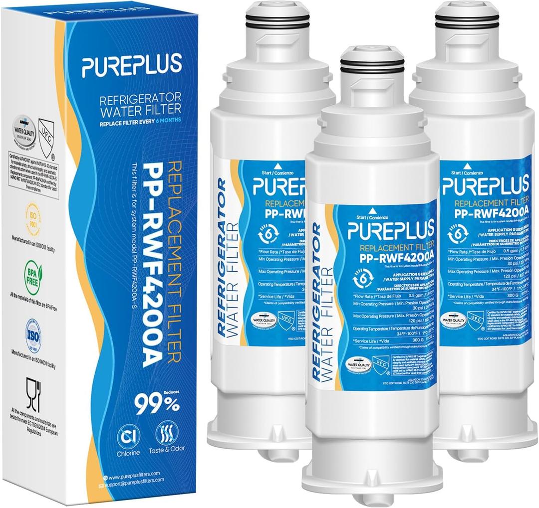 PUREPLUS DA97-17376B Replacement for Samsung HAF-QIN, HAF-QIN/EXP, DA97-08006C, RF23M8070SG, RF23M8070SR, RF23M8090SG, RF23M8090SR, RF23M8570SR, RF23M8590SG,RWF4200A, Refrigerator Water Filter,3PACK