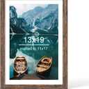 Hongkee 13x19 Picture Frame, Rustic Brown Wood Style - Display Posters 11 x 17 with Mat or 13x19 without Mat, Wall Mounting Horizontal and Vertical, 1 Pack
