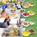 10 Sets Double Compartment Condiment Container with Lids, Disposable Plastic Snack Containers, Sauce Containers for Take-out Sauce, Salad Dressing, Sampling, Travel Snack