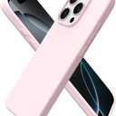 ORNARTO Compatible with iPhone 16 Pro Case 6.3", Slim Liquid Silicone 3 Layers Soft Gel Rubber Shockproof Protective Cover with Anti-Scratch Microfiber Lining-Chalk Pink