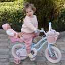 Glerc Petal Girls Bike, 12-18 Inch Kids Bike for Ages 2-9 Years Old Children, Princess Style Kids Bicycle with Training Wheels & Basket & Streamers, Multiple Colors