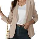 Kelyaa Womens One Button Blazer Casual Open Front Long Sleeve Suit Jackets Business Work Office Blazers with Pockets Khaki, Medium