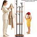 Coat Rack Freestanding 360 Rotating Wooden, 9 Hooks Hat Rack