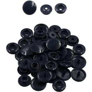Black Plastic Snap Button Size 20 200Sets Sew On Plastic Snap Fasteners for Clothing Glossy T5 Round -B5
