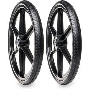 2 Pcs 20" Flat Free Tires Polyurethane Non-inflated Tires Wheels, 20x2 Inch Tire, 2.44" Centered Hub for Wheelbarrow, Garden Carts, Garden Trailers, Roofing Equipment