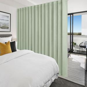 Hiasan Privacy Room Divider Patio Sliding Door Curtain Extra Wide Blackout Thermal Insulated Curtains with Back Tab & Rod Pocket for Bedroom Partition Living Room (120 x 96 Inches, Bean Green)