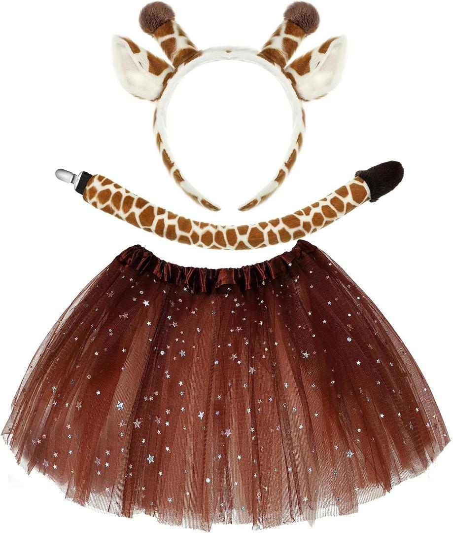 Newcotte 3 Pcs Halloween Costume Animal Tutu Ears Headband Tail Fancy Dress Costume Kit for Halloween Cosplay, Size: 18-28 Years