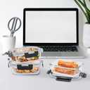 4-Piece Small Glass Food Storage Containers with Lids Airtight, 1.5 Cup Meal Prep Containers Set, Microwave&Dishwasher Safe, Leak-Proof, BPA-Free, Grey