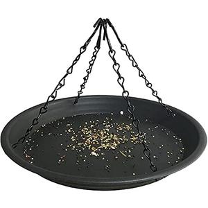 12.8" Platform Bird Feeder,Large Hanging Tray Squirrel Feeder,Wild Bird Seed Catcher Tray,Bird Viewing,for Attracting Birds Outdoors,Yard Garden,Backyard Decoration,Gift Ideas for Bird Lovers, Black