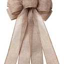Large Burlap Wreaths Bows Rustic Jute Bows Christmas Tree Topper for Wedding Holiday Birthday Party Decoration