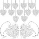 Thyle 24 Pieces Heart Glass Ornaments Heart Shape Spun Ornament Tree Hanging Ornament for Valentine's Day Anniversary Baby Shower Decorations(Transparent)