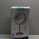 Conair Lighted Makeup Mirror, LED Vanity Mirror, 1X/10X Magnifying Mirror, Double Sided, Battery Operated in Brushed Brass