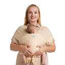 Momcozy Baby Carrier AirMesh - The Perfect Summer Sling for Newborns to Toddler 8-35 lbs - Cooling Fabric Baby Wrap, Lightweight, Ergonomic, and Easy to Wear, Light Beige