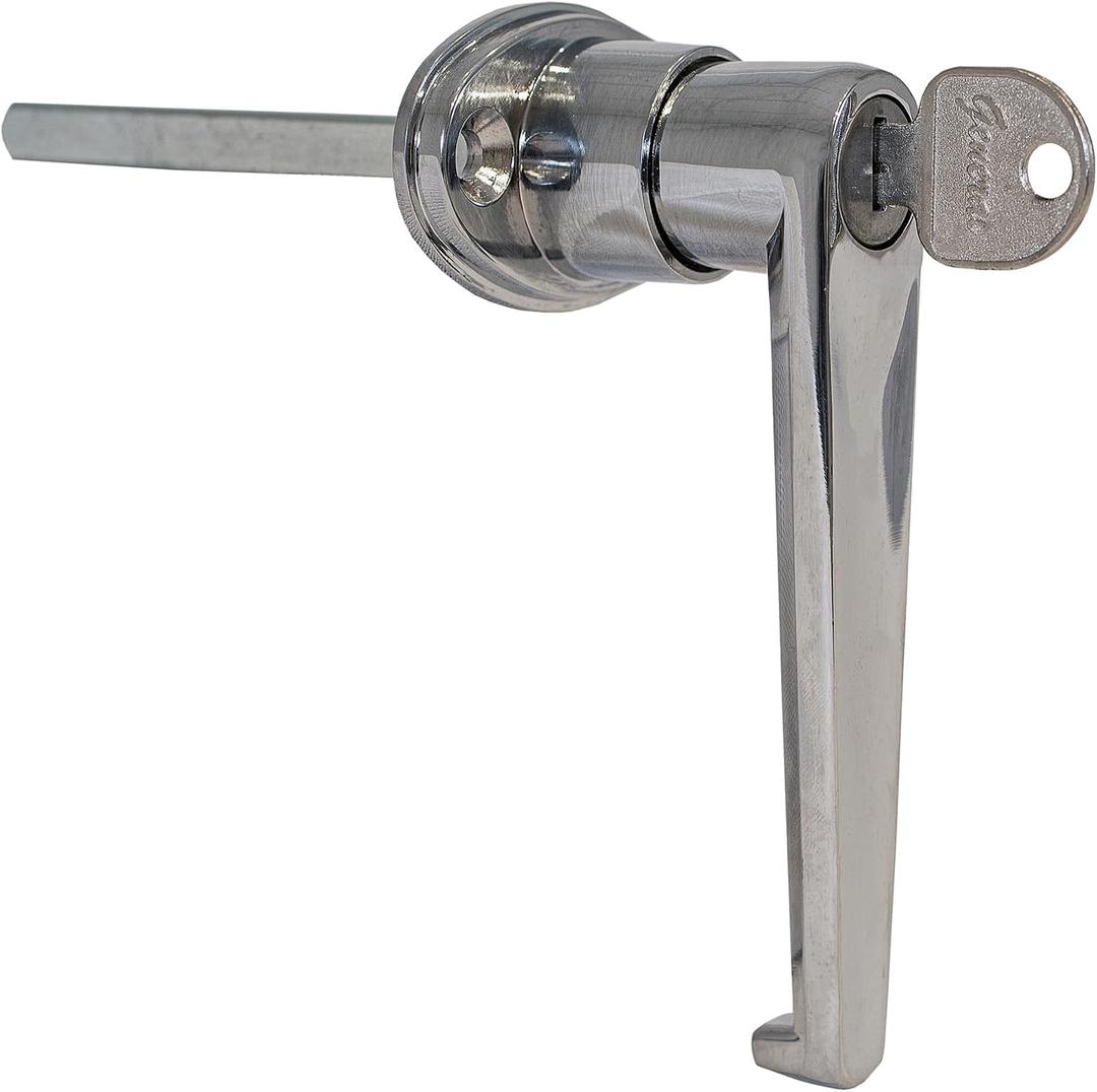 Buyers Products Company B2394L L-Type Locking Door Handle, Surface Mounted, 3-1/2 Inch Handle Length with CL001 Key, Lock for Trailer Doors, Metal Cabinets, Lockers, Outdoor Equipment Cabinets & More (5 x 5 x 5) Silver