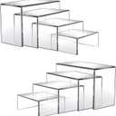 8 Pcs Acrylic Display Risers, 2 Sets Small Size Clear Acrylic Risers, 0.15" Thick, Display Stands for Figure, Action, Dessert, Candy, Jewelry Showcase ((3"x4"x5"x6")x2Set)