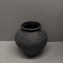 10'' Handmade Clay Black Rustic Textured VaseRustic Round Black Terracotta Farmhouse Vase Heavyweight (5.5'' Mouth)