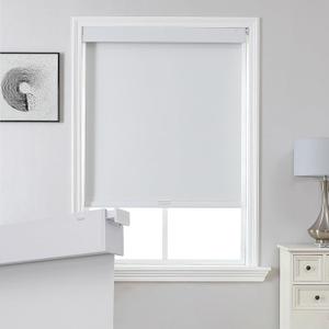Joydeco No Drill Blackout Shades, Free-Stop Cordless Roller Shades, UV Protection, Thermal Insulated Blinds for Indoor Windows, Easy Install Window Blinds for Home and Office (White, 38" W x 75" H)