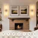 Morauroral Sand Nickel Battery Operated Wall Sconces Set of Two, Rechargeable Wall Sconce with Dimmable Remote Control, 20 Inch Wireless Sconce Wall Light for Bedroom, Living Room (Bulbs Included)