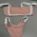 WODECASA Women's Colorblock Bikini Set Square Neck High Cut Cheeky Sexy Two Piece Swimsuit Bathing Suit (Pink, M)