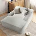 68'' Chaise Lounge Chair Indoor, White Plush Corduroy Cloud Couch, Fluffy Oversized Sofa Bed for Bedroom Living Room, Comfy Boneless Reading Longue Chair Sleeper Sofa No Assembly, White Plush Corduroy