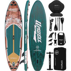UPWELL 11'6"×35" Extra Wide Inflatable Paddle Board, Stand Up Paddle Board with Kayak Seat, Sup Paddle Boards for Adults, Sequoia Green