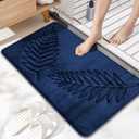 Memory Foam Bathroom Mat Rug 32" X 20", Ultra Soft Absorbent Bath Mats Quick Dry, Non Slip Washable Carpet for Bathroom Floor, Navy Blue