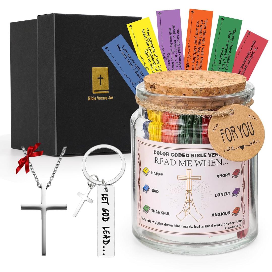 Bible Verse Jar,Bible Prayer Scripture Cards Jar-Christian Gifts For Women Men Teen Friends,Birthday Gifts For Women Grandma Mom Sister,Church Religious God Spiritual Growth & Interpersonal Connection