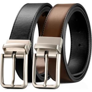Men's Leather Reversible Belts 1 Pack,1 3/8" Casual Fashion Two Sides in One Belt for Jeans Dress Pants