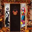 Nightmare Christmas Halloween Decor Jack Skellington Sally Lighted Banners Porch Sign Decorations Before Christmas Welcome Halloween Outdoor Party Banners