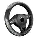 Road Comforts Pixel Glitter Steering Wheel Cover, 14.5–15 Inch Leather Steering Wheels Snug Fit, Anti-Slip Leather Grip, Elegant Sparkle Design, Universal Fit - Black