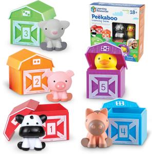 Learning Resources Peekaboo Learning Farm - 10 Pieces, Ages 18+ Months Toddler Learning Toys, Counting and Sorting Toys, Farm Animals Toys,Stocking Stuffers