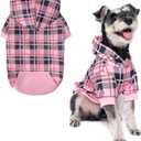 EXPAWLORER Plaid Dog Hoodie - British Style Warm Dog Sweater Shirt with Leash Hole,Pitbull Clothes Outfits,Winter Coat Apparel for All Breeds Puppy Girl Boy-Cat Apparel,Pink Medium