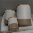 Yangbaga Canisters Sets for Kitchen CountertopSet of 3 Ceramic Kitchen Canisters Food Storage Jar with Airtight Wood Lids & Spoons & Label,Large Flour and Sugar Containers for Serving Ground Coffee