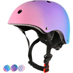 Adjustable Kids Bike Helmet for Girls Boys Youth, Color Gradient Kids Protective Helmets for Multi-Sports Bicycle Cycling Skateboard Scooter Skating