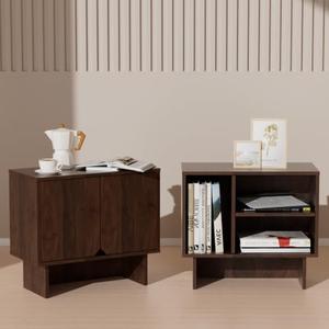 Lab Cosi Nightstand Set of 2, Modular Bedside Table with Storage | Engineered Wood End Table with Adjustable Shelf for Bedroom, Living Room & Entryway,Walnut