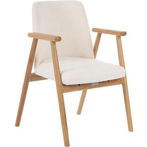 Accent Chair, Mid Century Modern Armchair, Comfy Reading Chair with Soft Seat & Solid Wood Legs for Living Room, Office, Bedroom, Vanity (White)
