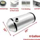 JSD 8 Gallons 10"x24" Aluminum Spun Round Fuel Tank / Gas Tank End Fill 1/4" NPT Outlet