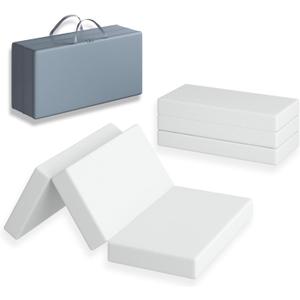 3 inch Trifold 38" Lx26 W Mini Mattress, Storage Bag Included, Water-Resistant and Removable Cover, Machine Washable, High Density Firm Support Foam, Easy-to-go for Outdoors & Travel