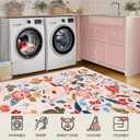 Boho Floral Area Rugs 5x7 Soft Washable Stain Resistant Indoor Floor Carpet Rug Vintage Beige Low Pile Non Slip Rug Spring Farmhouse for Living Room Bedroom Dining Room Playroom Nursery Family Room (Baby Pink)