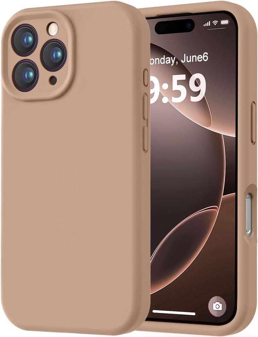 LOVE 3000 Designed for iPhone 16 Pro Case, Premium Silicone with [Soft Anti-Scratch Microfiber Lining] Shockproof Protective Phone Case for Men Women Girls 6.3", Light Brown