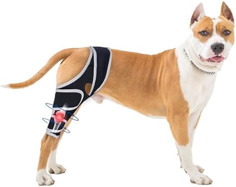 Moysoon Dog Knee Brace for 4 Legs,Adjustable Dog Knee Brace with Reflective Material,Provide Strong Support for  Dogs,Size M.