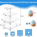 YestBuy 4 Tier Acrylic Cupcake Stand Afternoon Tea Cake Stand Large Cupcake Stand Cupcake Tower Cupcake Holder for Pastry + LED Light String Ideal for Weddings Birthday Bar Party Dcor (Blue Light)