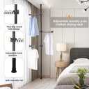 Hershii Garment Clothes Rack Coat Tree Clothing Drying Hanging Holder Organizer Standing Adjustable Laundry Pole Tension Rod Floor to Ceiling Indoor Corner Storage Shelf 6 Tiers - Black